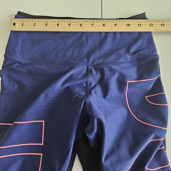 Nike Leggings Womens XS Lot of 2 Dri-Fit Swoosh Spell Out JDI Cropped Stretch - Picture 3 of 16